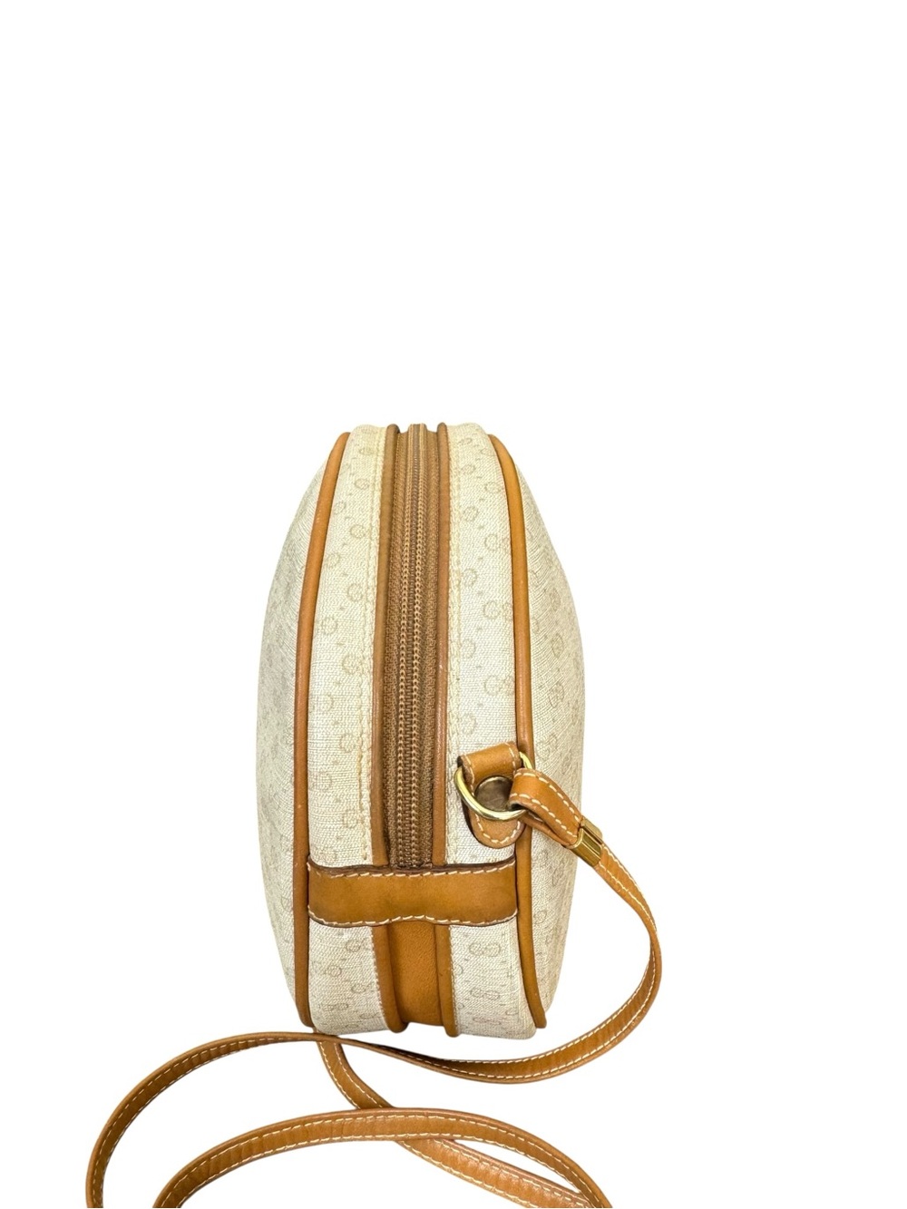 GUCCI Micro GG Supreme Crossbody Vintage Round Canteen Cream Shoulder Bag - Picture 9 of 16